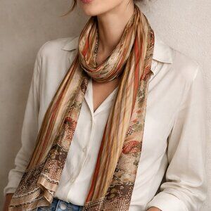 Tangaroa Fashions 100% Silk Square Scarf Floral Boho Vintage Wrap